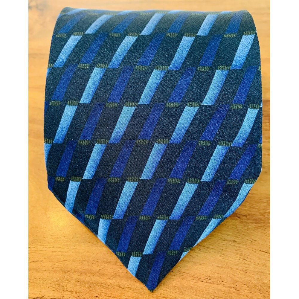 Dockers Khakis 100% Silk Blue Geometric Abstract Brocade Tie Necktie